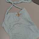 SOLY HUX Women's V Neck Halter Tops Open Back Y2k Ruched Floral Metal Summer Going Out Cami Tops S