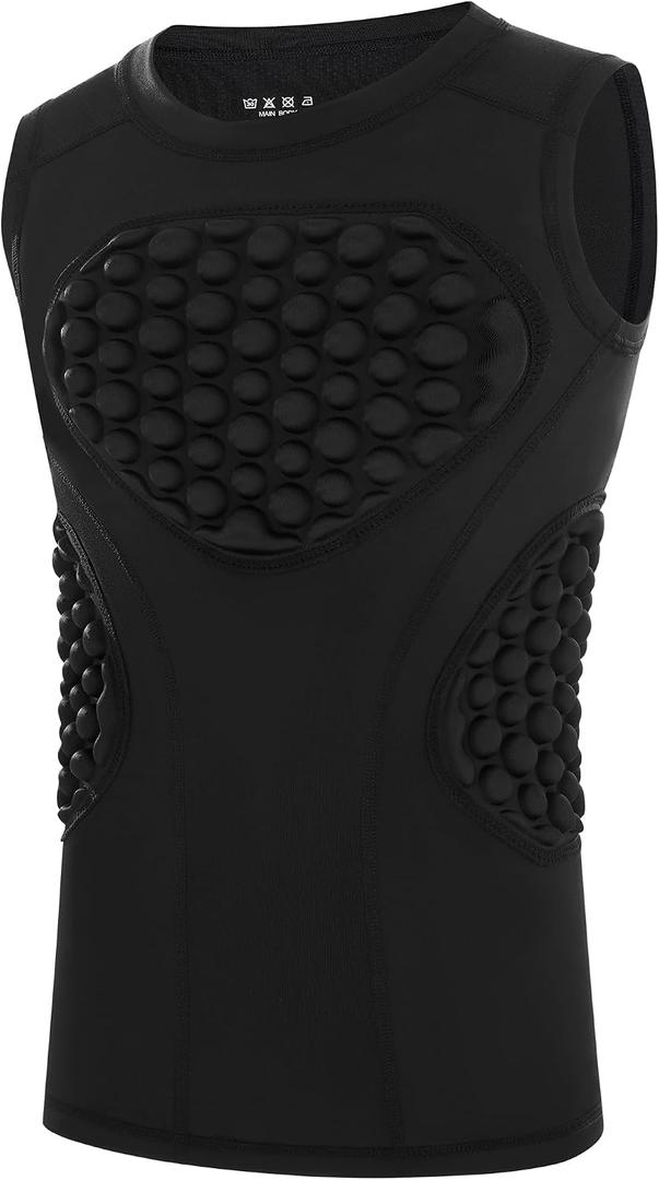 Runhit Youth Baseball Chest Protector Padded Compression Shirt Heart Rib Sternum Guard for Softball Football Lacrosse, L
