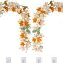 Fall Maple Leaf Garland with White Pumpkins Berries 2 Pack, 11.6 Ft Autumn Garland Fall Decor, Thanksgiving Halloween Harvest Decorations for Mantle Fireplace Farmhouse Home Porch