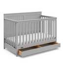 Graco Hadley 5-in-1 Convertible Crib with Drawer (Pebble Gray)  GREENGUARD Gold Certified, Crib with Drawer Combo, Full-Size Nursery Storage Drawer, Converts to Toddler Bed, Daybed