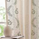 Belrose Linen Curtains for Bedroom Floral Curtains 84 Inch Length Linen Blend Sage Green Embroidered Drapes Farmhouse Flower Patterned Drapes for Living Room Window Treatments Set 2 Panels
