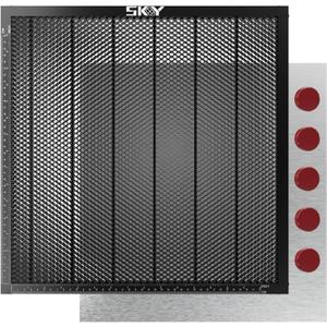 Upgraded Oxide Coating Honeycomb Laser Bed 440x440mm Honeycomb Work Table with Fixed Magnets for Most Laser Engraving Machines Fast Heat Dissipation and Smoke Elimination 17.32"x17.32"