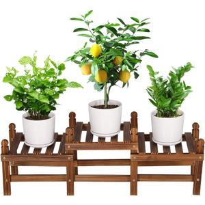 Tovacu Wood Flower Stand Small Plant Stand Indoor Outdoor Plant Shelf Low Window Shelf for Plants Windowsill Plant Rack for Patio Balcony Hallway Garden (33.5Long, Multiple Combination Way)