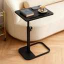 jessie Tv Tray C Table, Adjustable End Table for Couch 360 Swivel C Shaped End Table with Phone Tablet Slot for Living Room, Sofa, Bedside, Bathroom (Black)