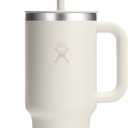Hydro Flask Travel Tumbler with Handle, Lid and Straw - Insulated Stainless Steel in Ivory 40oz Trek Tumbler, No Lid