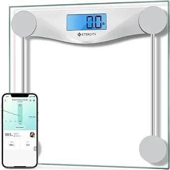 Etekcity Bathroom Scale for Body Weight and BMI, Upgraded Bluetooth Digital Scale, Large Blue LCD Backlight Display, High Precision Measurements, 400 Pounds
