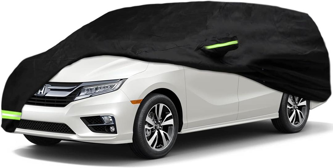 YIXIN Waterproof Car Cover Cover for 2005-2026 Honda Odyssey Minivan 190T Custom Fits 100% Water Resistant Wind Belt and Single Door Zipper, Up to 205" L (Black-for Honda Odyssey)