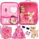 ZITA ELEMENT 18 Inch Girl Doll Backpack Butterfly Design Carrier Bag with Clothes and Accessories Including 18 Inch Dolls Clothes, Shoes, Sunglasses and Toy Dog
