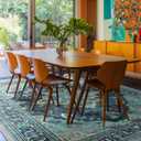 RELEANY Area Rugs 8'x10' Washable Non-Slip, Floral Vintage Distress Print Pattern Medallion Carpet for Living Room Bedroom Dining Room, Teal Green Lake Blue Turquoise