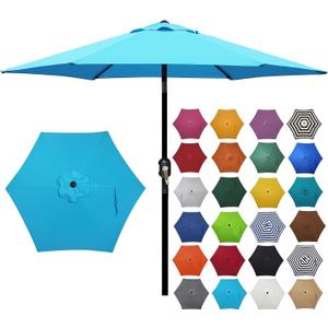 7.5 ft Patio Umbrella, Yard Umbrella, Outdoor Market Umbrella with Push Button Tilt Crank (Light Blue)