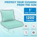 All Smiles Outdoor Chair Cushions for Patio Furniture Set of 24x24 Inch for Deep Seat Waterproof Fade Resistant Replacement Cushions with Removable Cover for Yard Garden Deck,Aqua Turquoise Teal