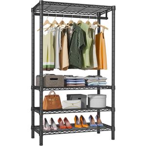 VIPEK V1 Wire Garment Rack 4 Tiers Heavy Duty Clothes Racks for Hanging Clothes Large Clothing Rack Freestanding Closet with Hanging Rod, 35.4'' L X 15.7'' W X 70.9'' H, Max Load 500LBS, Black
