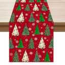 XCHI Winter Christmas Trees Snowflakes Xmas Table Runner Table Decoration for Home Kitchen Dining Holiday Decor 13x72 Inch