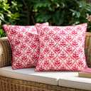 MIULEE Floral Decorative Pillow Covers Set of 2,Block Print Throw Pillowcases Outdoor Boho Farmhouse Vintage Summer Accent Cushion Covers for Couch paito Garden Sofa Bed 18x18 Inch, Hot Pink
