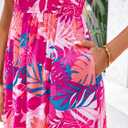 BTFBM Womens Spring 2026 Casual Maxi Dresses Short Sleeve Smocked Tiered Floral Boho Long Beach Dress with Pockets (L)