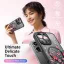 LUHOURI for iPhone 14 Pro Max Case Cute - Wireless Charing Compatible,Trendy Floral Design for Women Girls,Military-Grade Shockproof Not-Slip Matte Phone Cover, Vibrant Red Wildflowers