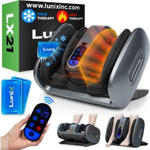 Lunix LX21 Foot and Calf Massager with Heat, Air Compression, FSA, Gray