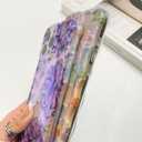 OOK Oil Painting Phone Case for iPhone 16 Pro Max Laser Glossy Cute Oil Painting Flower Pattern Curly Waves Bumper Design Soft Protective Cover for Girls Women Purple
