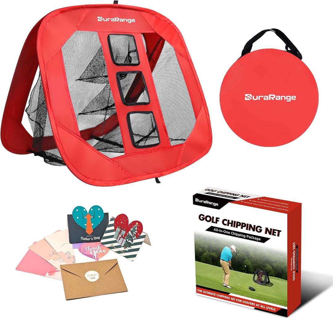 Pop-Up Golf Chipping Net - Ultimate Target Training Chip Aids for Precision & Distance, Outdoor | Indoor Practice, Golfer Gift (Only 1 Red Net)