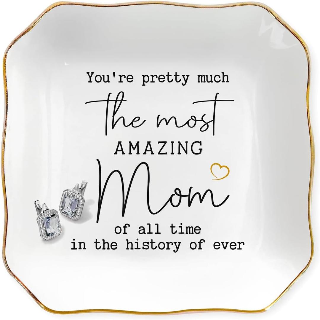 3 x Jewelry Tray Birthday Gifts for Mom, Funny Valentines Day Gifts for Mom, Ceramic Ring Dish Mom Gifts, Mini Mothers Day Gifts, Christmas Gift For Mom