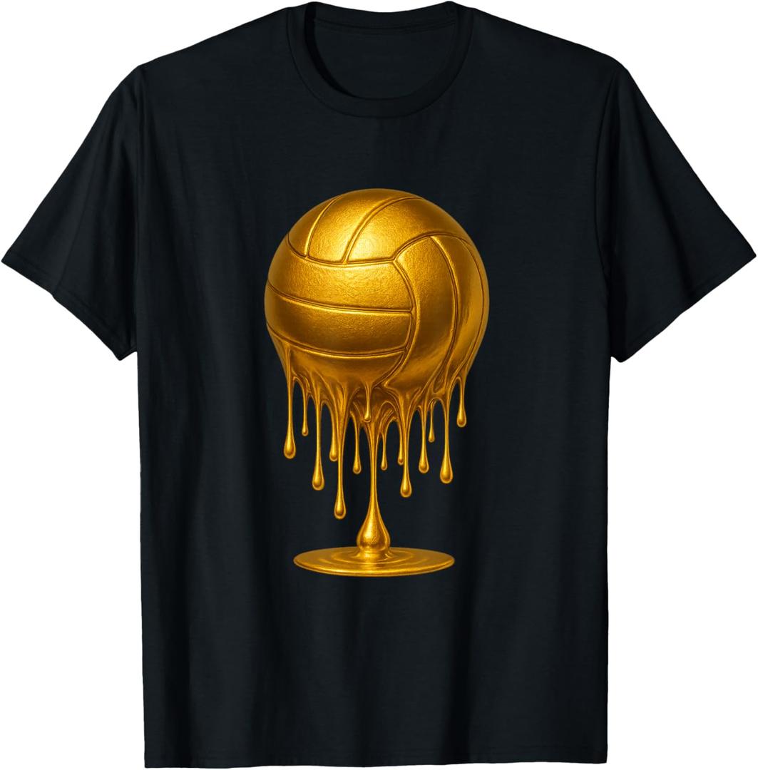 Dripping Gold Drip Volleyball Game Day Player Coach Baller T-Shirt, Black, XS