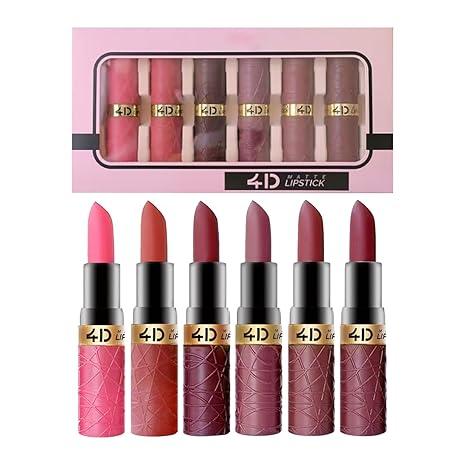 6PC Lip Gloss Set, Strawberry Matte Liquid Lipstick Makeup Set, 24h Long Lasting Waterproof Red Lipstick Lipgloss, Moisturizing Lip Stain Lip Glaze Make up Gift Kit Box for Women and Girls