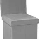 B FSOBEIIALEO Velvet Storage Ottoman with Seat Back, Folding Chair for Living Room, Room Organizer Storage Cubes, Storage Box (Grey, Medium)