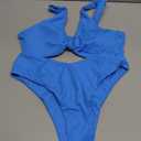 geluboao Bikini Set for Women Solid V Neck Knot Front Push Up High Leg Thong Two Piece Swimsuit.M