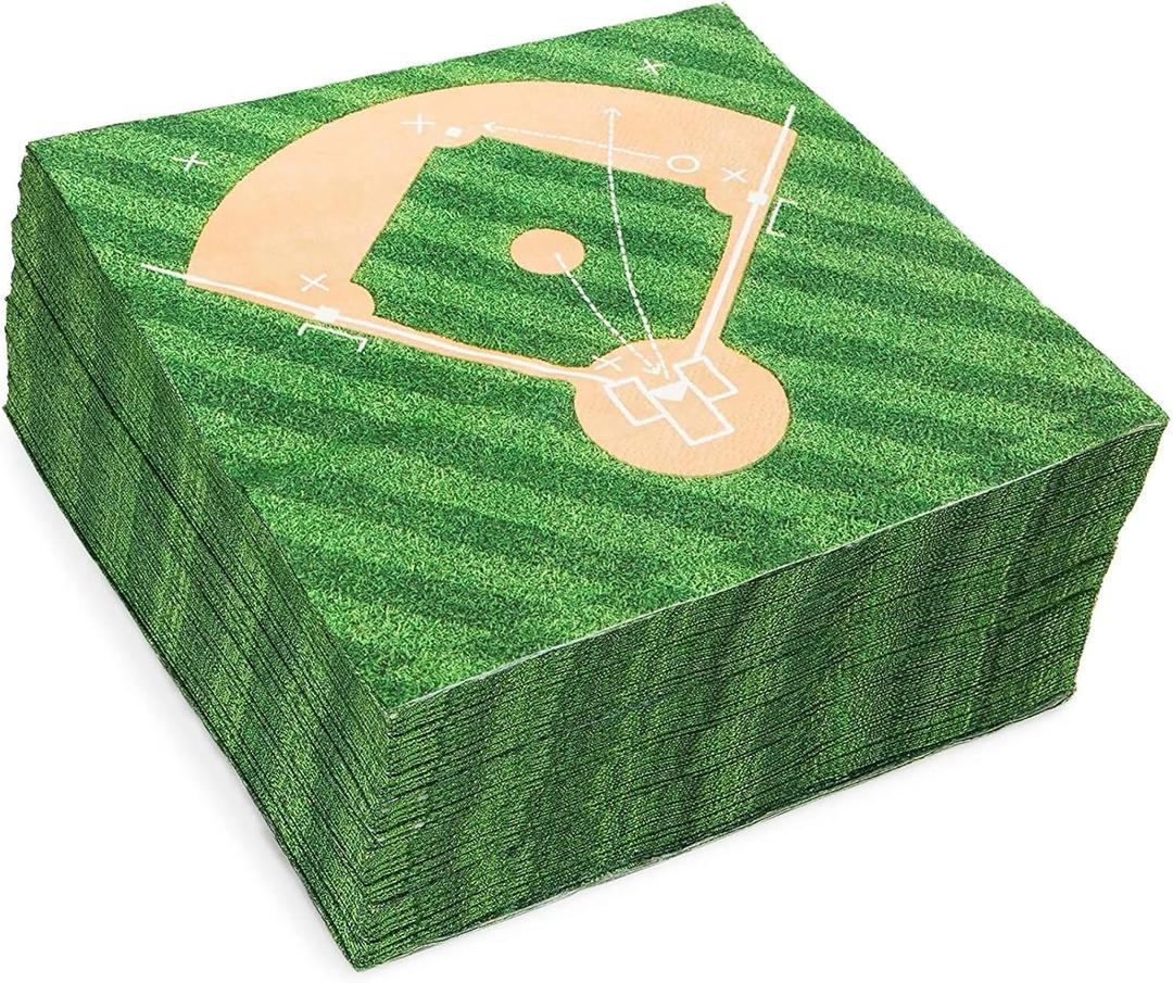 BLUE PANDA - Baseball Party Napkins, Sports Birthday (6.5 x 6.5 In, 100 Pack) - Baseball Party Decorations
