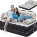 YITAHOME Queen Size Inflatable Sofa Bed with Headboard and Pump, Convertible Blow Up Couch, 2-in-1 Black Air Sofa Bed for Home, Camping, and Guests, Gray