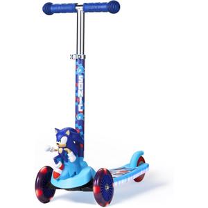 Sonic The Hedgehog 3D Kick Scooter for Kids, Self-Balancing 3 Wheeled Light Up Scooter with Extra Wide Anti-Slip Deck, Rear Brake, Lean to Steer, Lightweight Design, for Kids 3 and up, 75 LB Limit