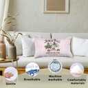 Merry Christmas Tree Truck 12x20 Pillow Cover, Preppy Pink Christmas Decor, Rustic Xmas Tree Pickup Decorative Lumbar Pillow Covers for Girls Dorm Bedroom Living Room