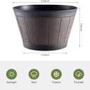 YI Barrel Planters Plant Pot Set of 6 Pack 6 Inch,Durable Plastic Flowerpot Mimics The Design of Wooden Whiskey Barrels,for Indoor & Outdoor Home Plants Essential for Home Gardening.