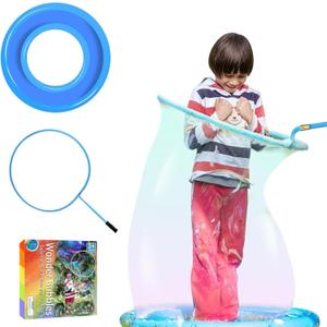 UgyDuky Kid in a Bubble Toy Giant Bubble Wand, Big Bubbles Maker Toy for Kids and Adults, Bubbles Hoop with Inflatable Dipping Pool Tray, Fun Outdoor Toys Playtime Activity Summer, Show Party Game
