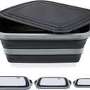 TANOSHII 3-Piece Collapsible BBQ Prep Tubs with Lids and Built-in Cutting Board For Meal Prep Marinating Food Storage&Washing Picnic Camping Set of 3 (1) Medium + (1) L + (1) XL Black