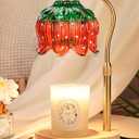 Funistree Flower Candle Warmer Lamp with Timer, Dimmable Candle Lamp Warmer, Christmas Birthday Gifts for Women Mom Her, Housewarming Home Decor, Lotus Wax Warmer for Yankee Candles - Strawb Flower
