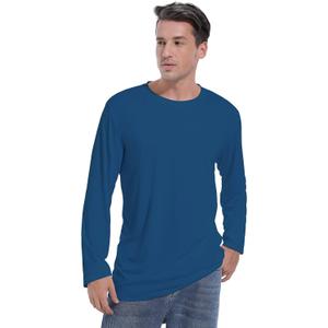Big & Tall Long Sleeve Moisture Wicking Athletic T-Shirt, Royal, 2XLT (Blue, L)