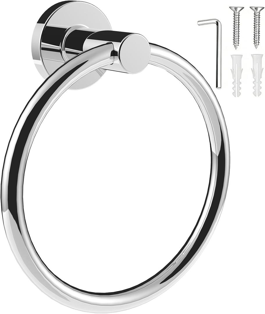 SetSail Towel Holder for Bathroom Wall Stainless Steel Hand Towel Ring Heavy Duty Towel Hanger for Bathroom, Mirror Silver