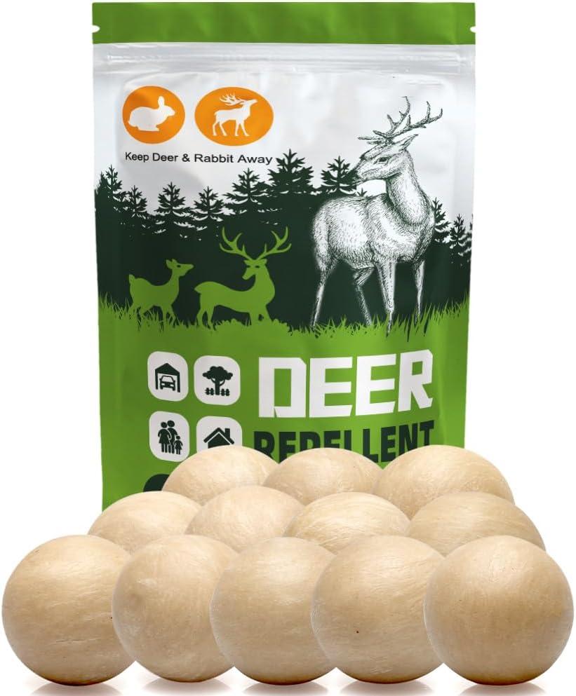 Deer Repellent for Plants, Rabbit Repellent for Garden, Deer and Rabbit Repellent Outdoor, Bunny Repellent, Keep Deer Away from Your Garden/Yard, 90 Days Protection, 12 Packs