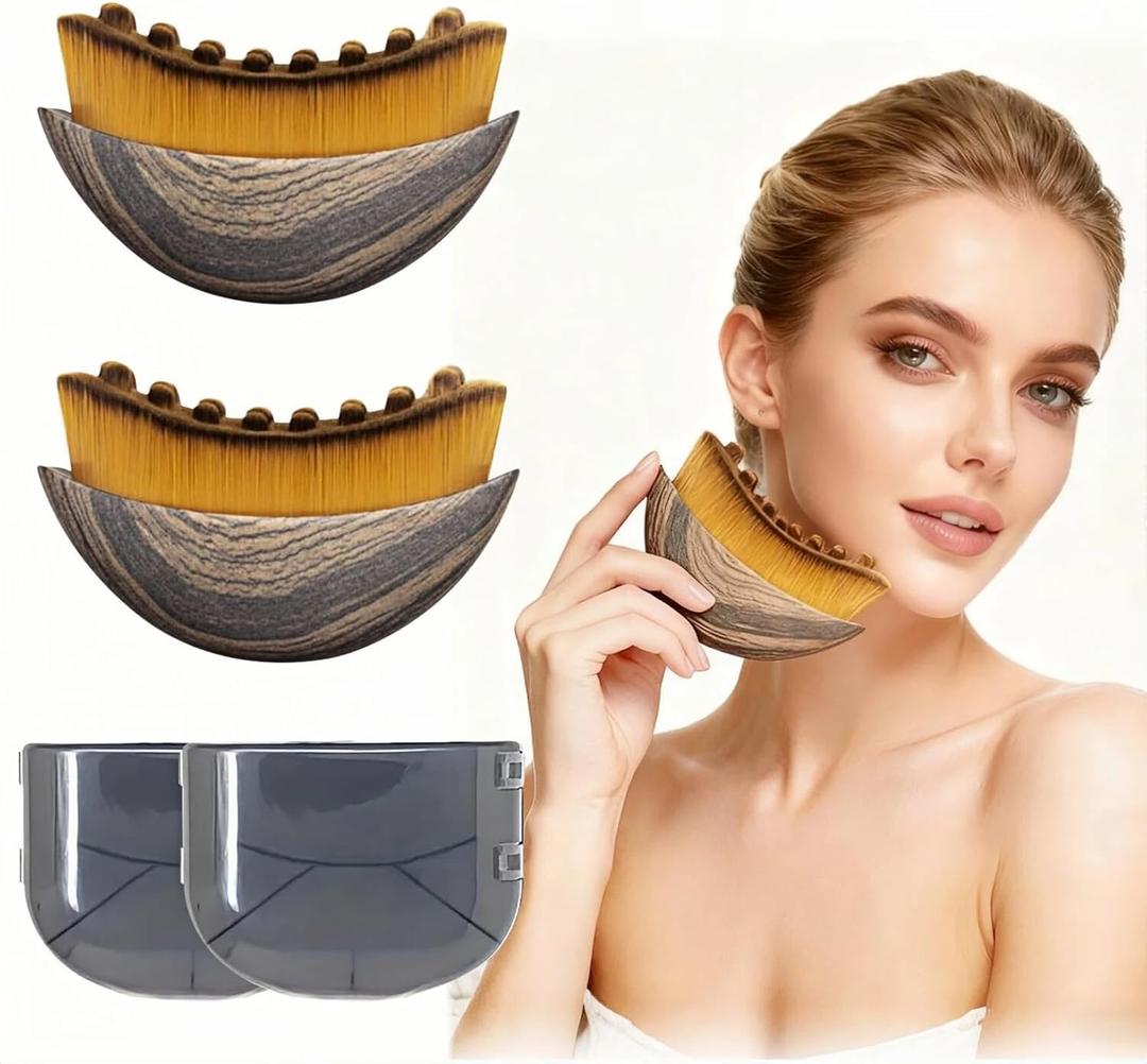 2Pcs Upgraded Lymphatic Contour Face Brush - Lymphatic Face Brush for Lymphatic Drainage & Contouring, Contour Brush, Lymphatic Drainage Brush for Face Sculpting & Puffiness Reduction