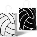 Lesnala 16Pcs Volleyball Party Favor Bags With Handles, Volleyball Gift Paper Bags, Sports Themed Treat Candy Bags For Giving Out Birthday Party Favors And Sports Game Party Theme Small Gifts, 2 Types