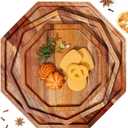 3 Pieces Acacia Wood Serving Tray Wooden Octagon Bread Fruit Platter Large Decorative Plates Charcuterie Cheese Platter Board Vegetable Food Dish for Salad Pizza Cupcakes (12 Inch, 10 Inch, 8 Inch)