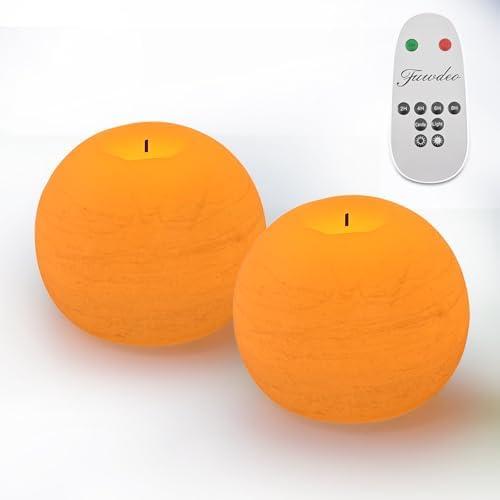 FUWDEO Flameless Candles with Remote & Timer,4"H LED Battery Operated Round Candle 2 Pack,Real Wax Christmas Candle Lights Flickering for Christmas Gift Wedding Home Decor (White)