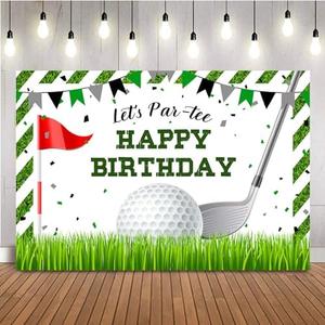 ZIOBUEMY Let's Partee Birthday Background Golf Birthday Grass Background for Photography Happy Birthday Golf Sports Theme Decoration Cake Table Banners (82.6''x59''), (LX-2.1x1.5m-WW-0018)