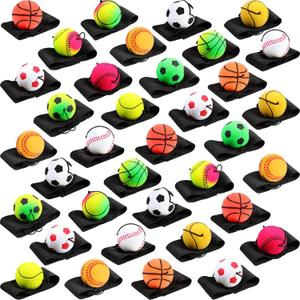 Skylety Wrist Return Ball on a String 1.85'' Rebound Sport Ball with Elastic Strap and String, Basketball Baseball Soccer Tennis Wristband Toy for Teens Adults Gifts, Wrist Exercise or Play