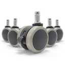 Office Chair Brake Twin Caster Wheels,Universal Fit 2 Inch Castors Replacement,Smooth Silent Chair Casters Wheels for Office Chairs,Gaming Chair,Swivel Chair,Pushchair DIY,Dark Gray(Set of 5)