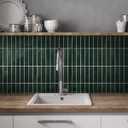 COMSTICKC Dark Green Peel and Stick Backsplash,10 Pcs 12''x12'', Forest Green Peel and Stick Tiles Stickers Adhesive Vinyl Backsplash Kitchen Bathroom,Waterproof,Removable (Dark Green)