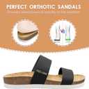 PIZZ ANNU Women's Slide Sandals Open Toe Two Strap Flat Sandals With Comfort Cork Footbed Slip-On Casual Summer Shoes, Black 10