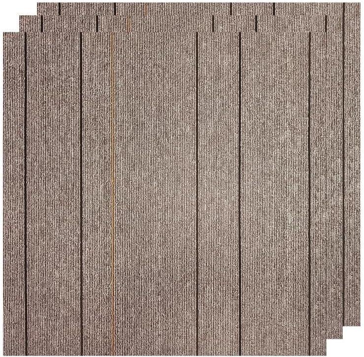 32 Carpets 20x20 inch Square Carpet Tiles, Reusable, Non Slip, Seamless Tiles, Suitable for Indoor and Outdoor use in bedrooms, Living Rooms, Offices, etc., Easy to DIY(Khaki stripe-09)