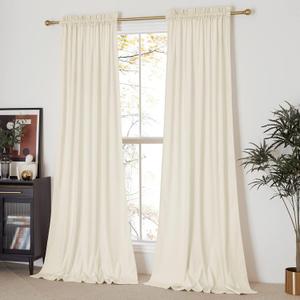 NICETOWN Ivory White Blackout Curtains for Backdrops, Thermal Insulated Noise Reducing Velvet Curtains for Film, Extra Long Window Curtains for Large Door (2 Panels, 52-inch Wide x 120-inch Long)